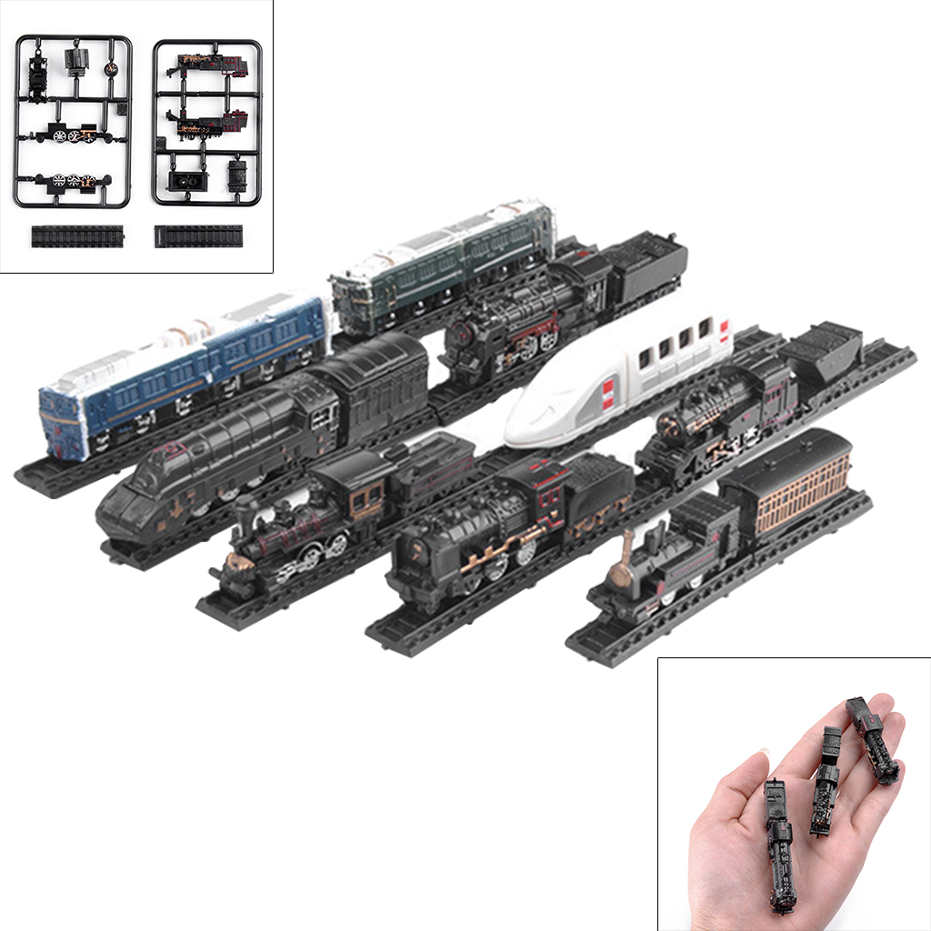 9 Pieces 1:1200 Classic Assembling Train Model Toys Mini Lotomotive Carriage