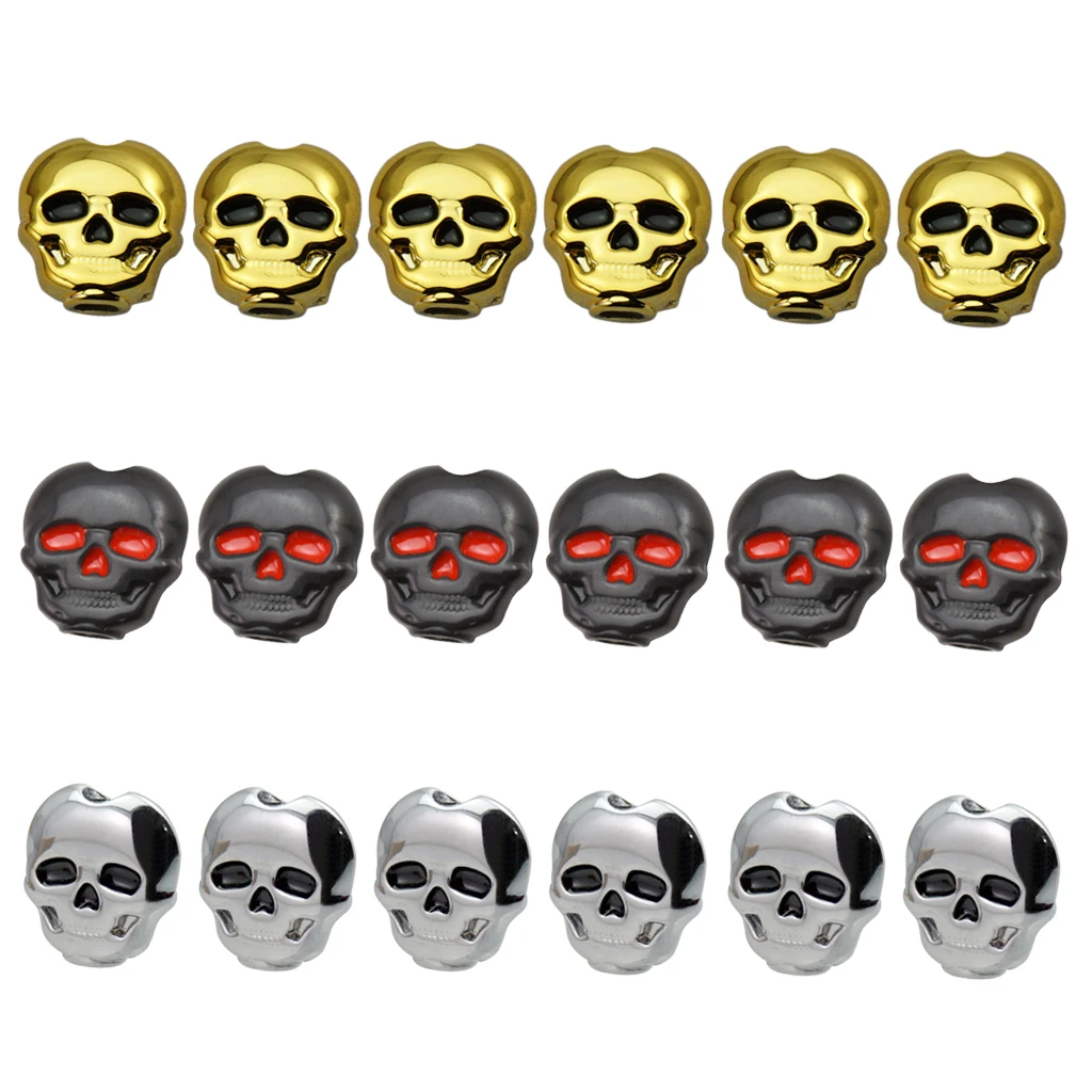 6 Pieces Skull Shape Ebony Buttons with Screws and Washers Classical Guitar Tuning Peg Key Set Tuner Button