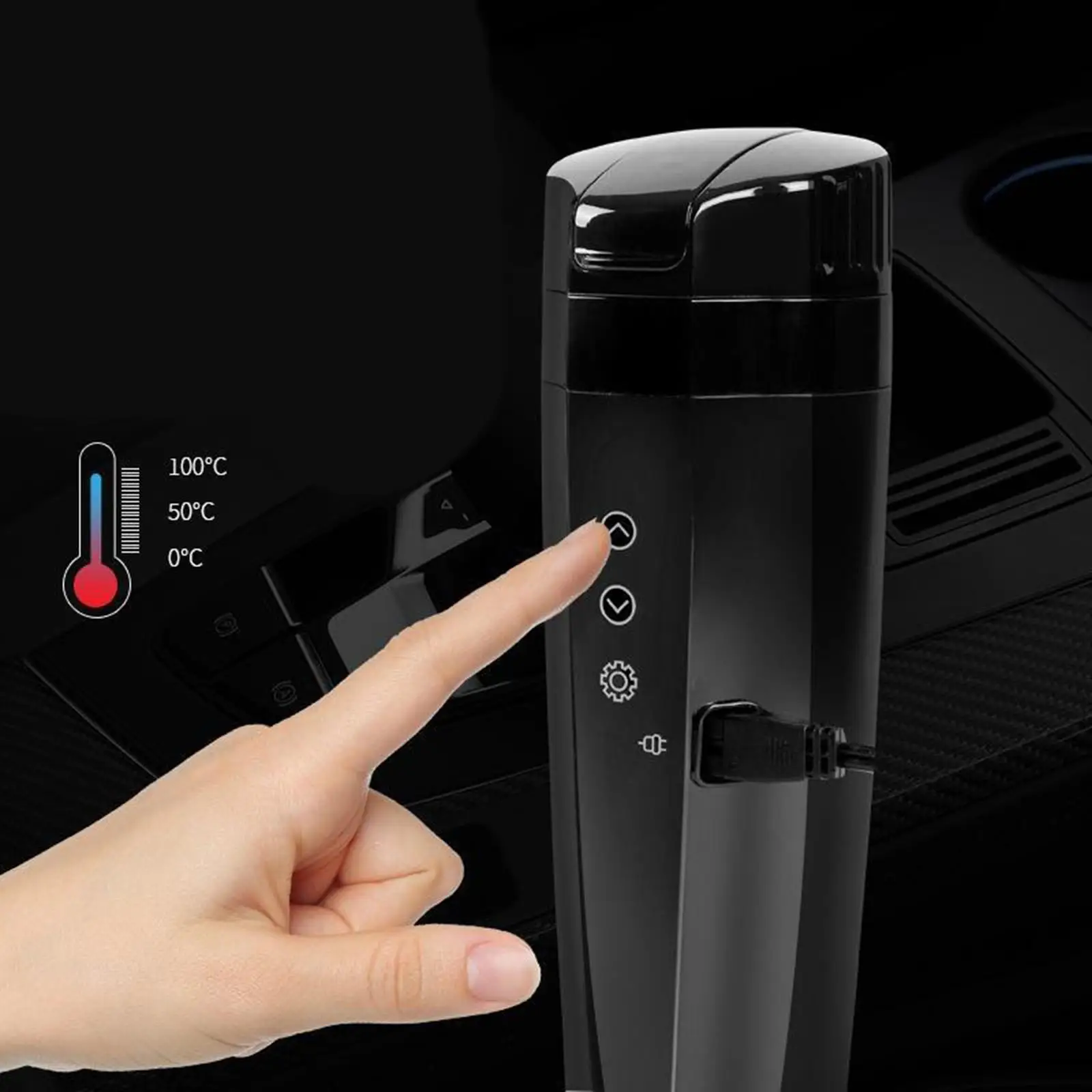 60W Portable Car Heating Cup Car Heated Mug Stainless Steel Travel Electric Coffee Cup Integrated Design