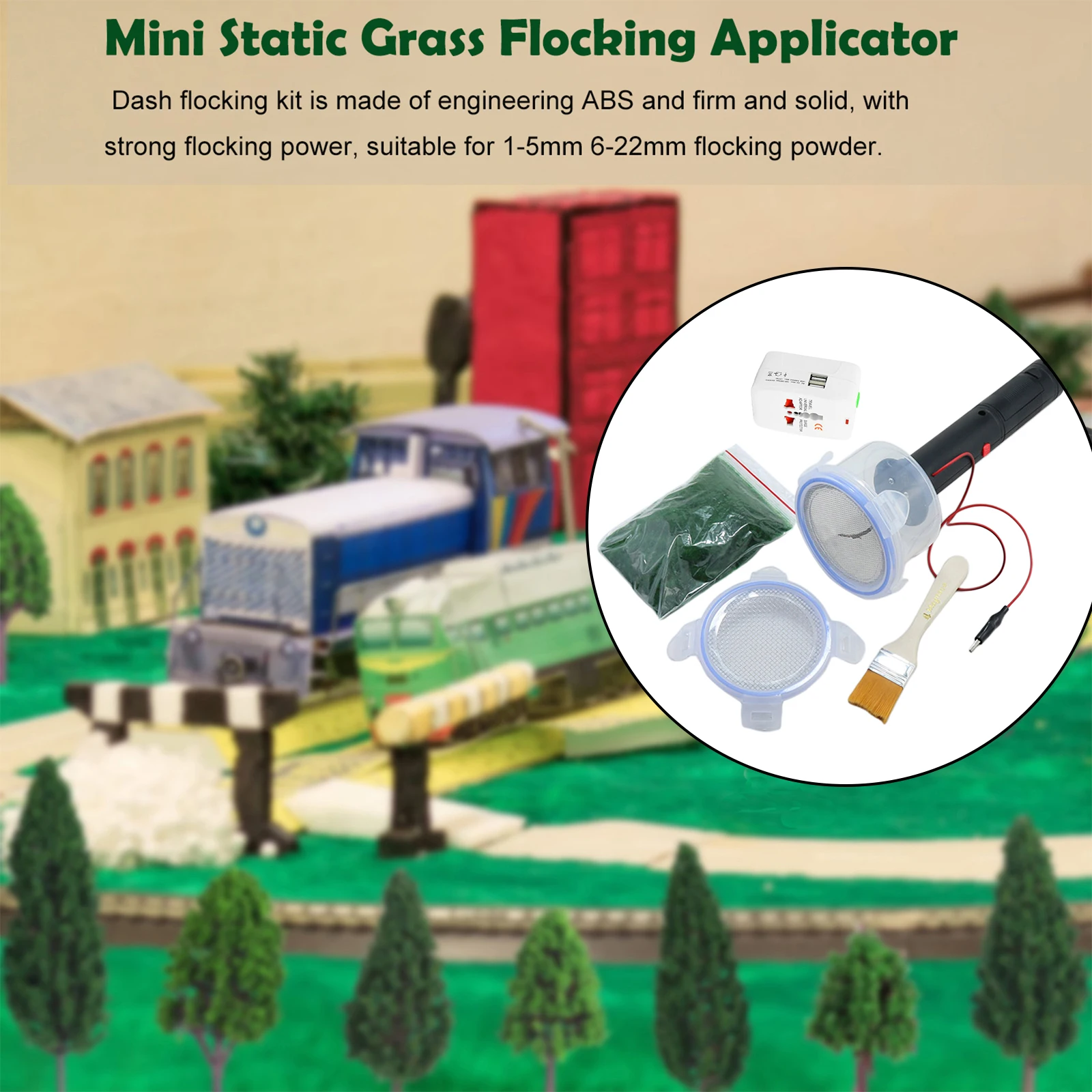 Mini Static Grass Applicator Kit Terrain Scenery Model Flocking Machine DIY