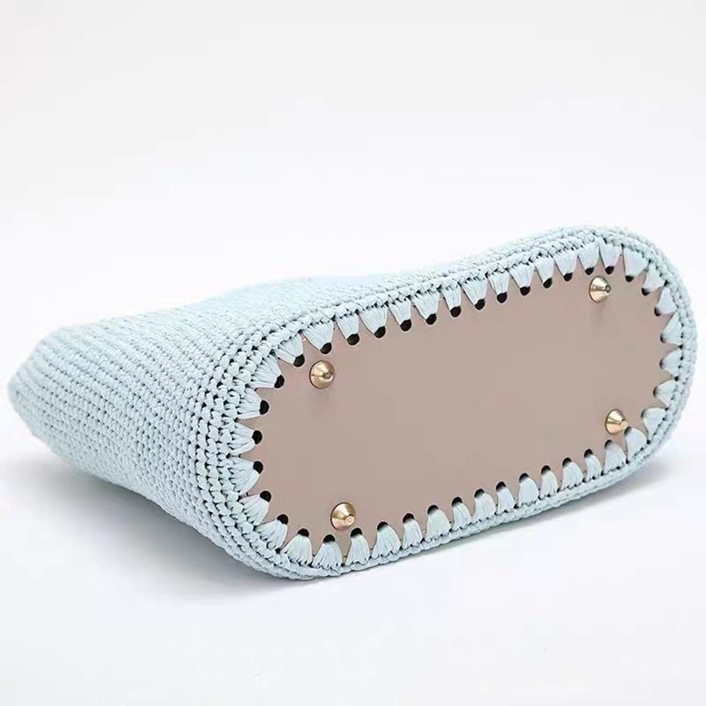 22x10cm Woven Long Bottom for Knitted Bag PU Leather Bag Accessories Handmade Bottom With 52Holes DIY Crochet Bag Bottom