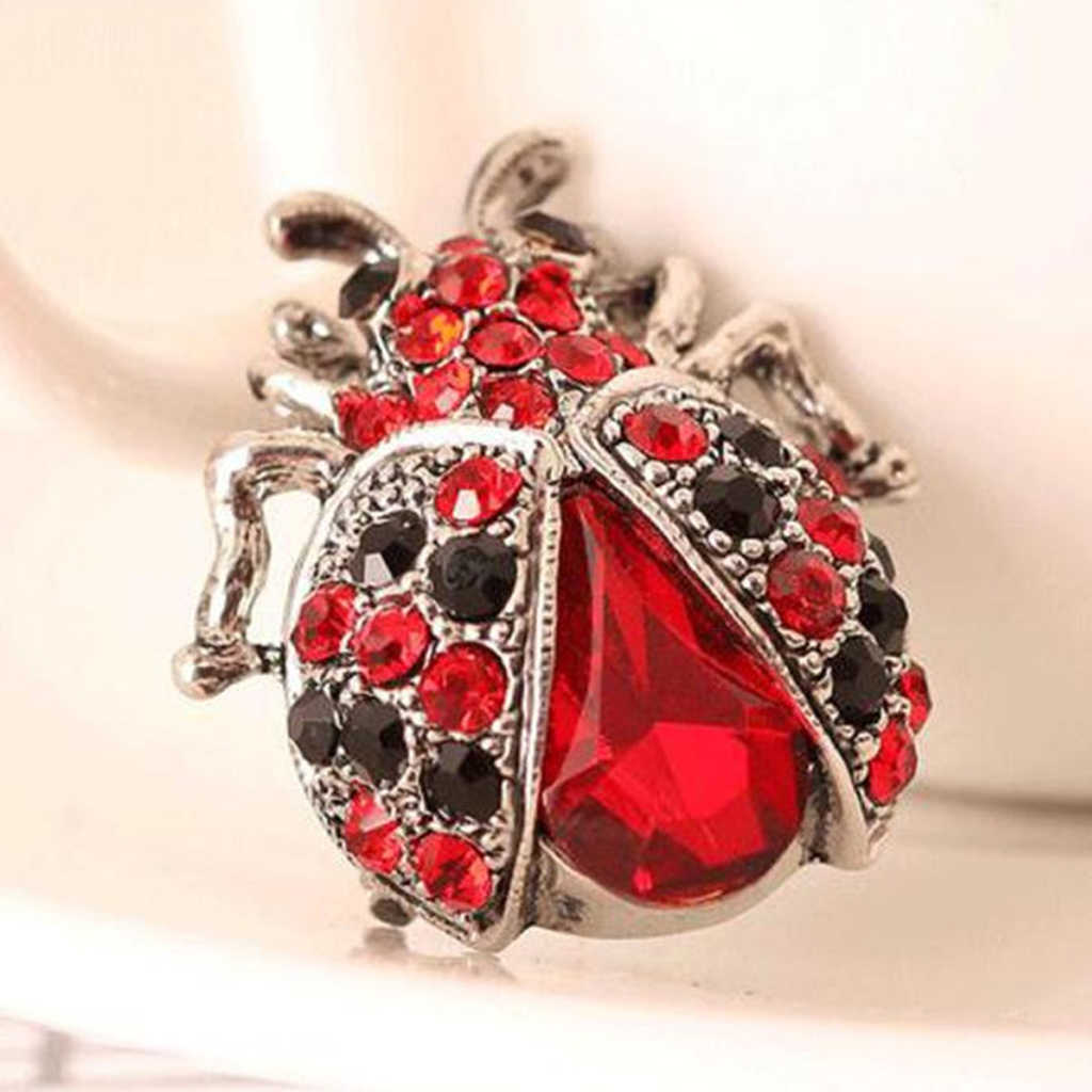 Vintage LadyBird Brooch  Pin Zinc Alloy Women Accessories Beetles Red