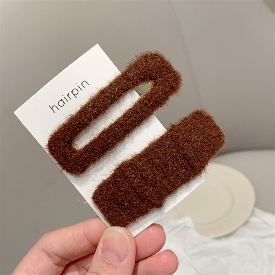 2 stücke Mode Warme Woolen Haarnadel Solide Rechteck Haar Clip Koreanischen Stil Einfache Haar Snap Seite Haar Halter Bobby pin Für Frauen – Detail 7