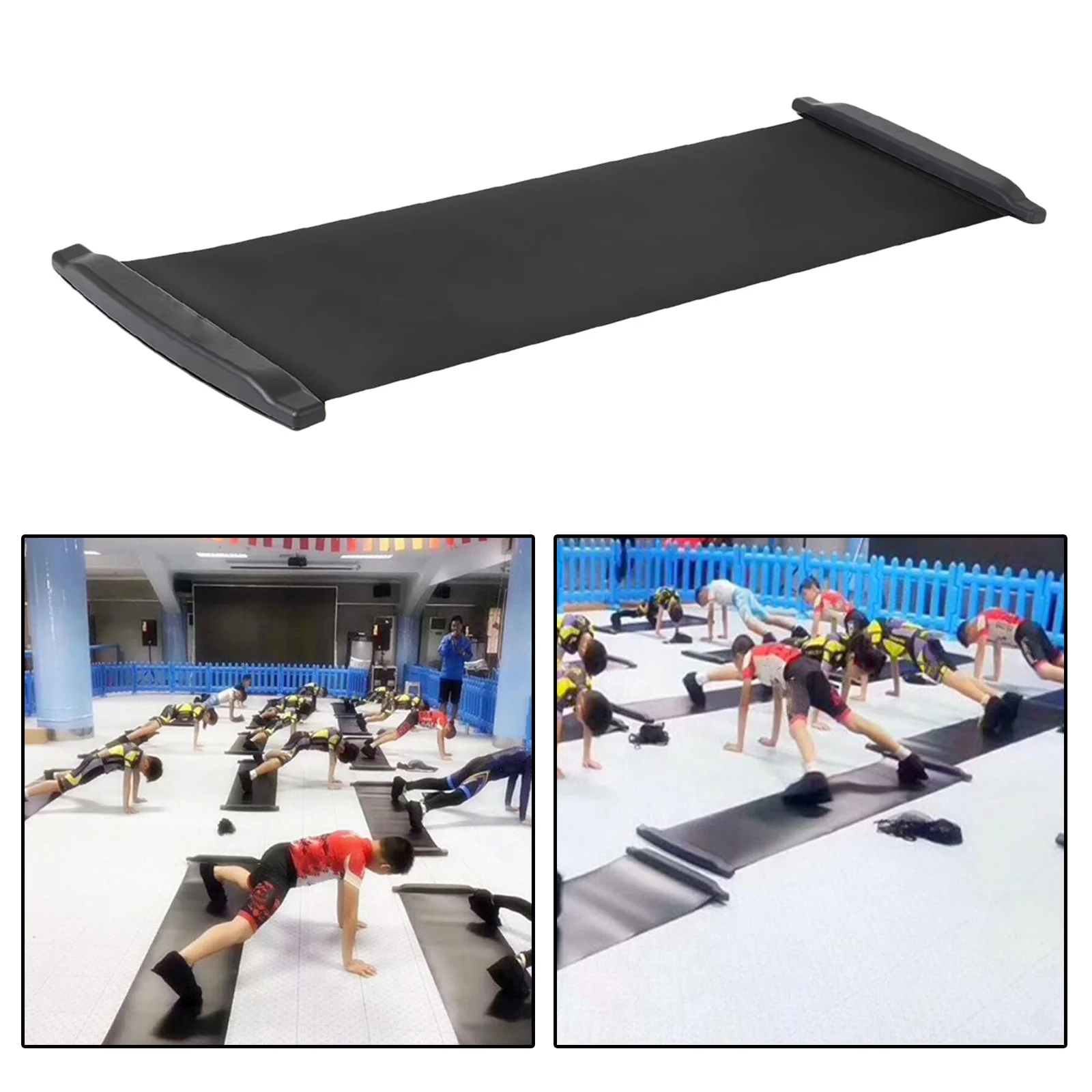 Premium Fitness Slide Board Sliding Mat Pad w/End Stops Skating Hockey Balance Training Mat Pad for Kids Adults Skate Training