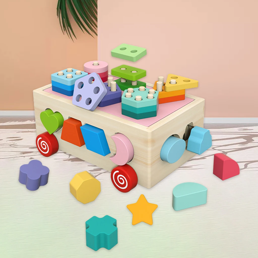 Novelty Creative Wooden Education Color Shape Sorter Stacking Toy For Toddler Parent-child Interactive Games Educational Toy