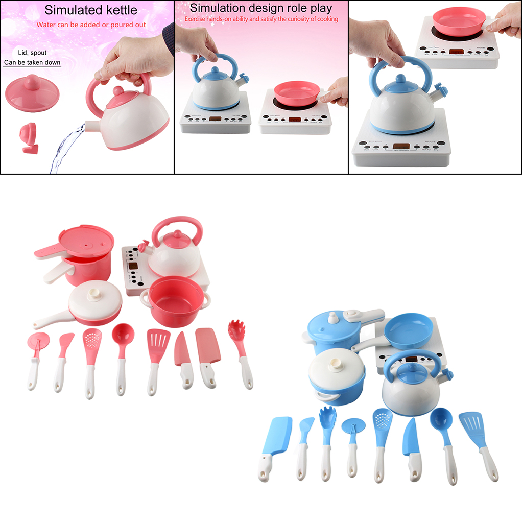 13x Kids Pretend Cooking Kit Cookware Pots and Pans Playset Learning Gift