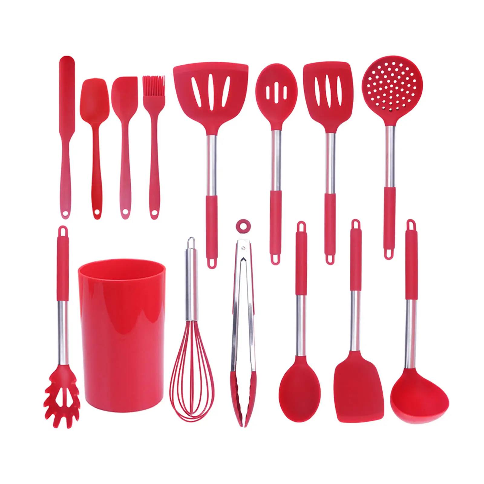 15 Pieces Cooking Utensils Set Silicone Handle Kitchen Utensils for Frying Kitchen Accessories