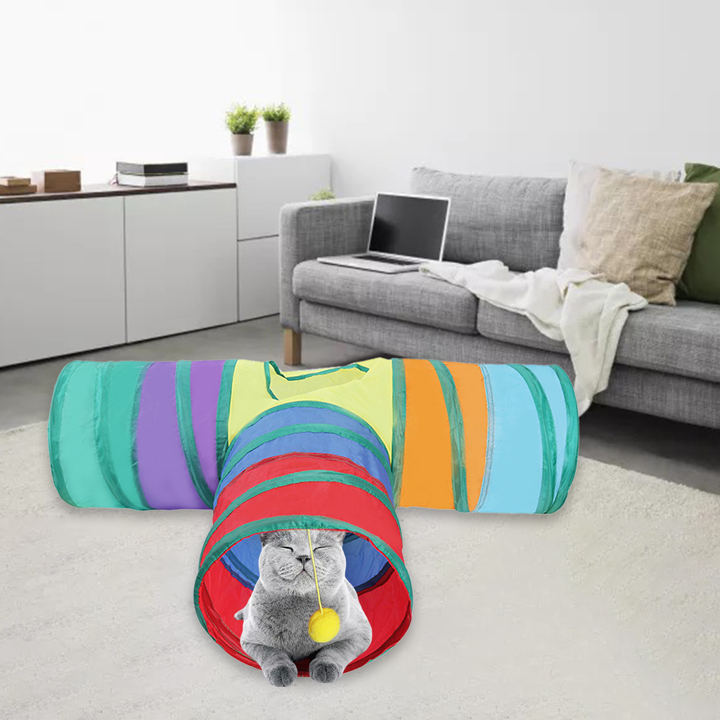 Cat Tunnel Collapsible Pet Interactive Toy with Ball Kitten Play Tent Bed for Indoor Puppy Rabbits Pet Supplies Accessories
