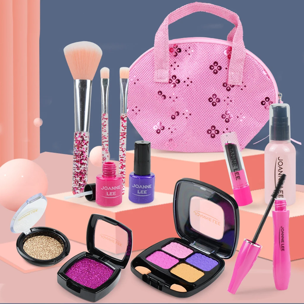 1 Set Pretend Play Makeup Set Kids Toys Eye Shadows with Handbag Little Girl Gift Age 3+