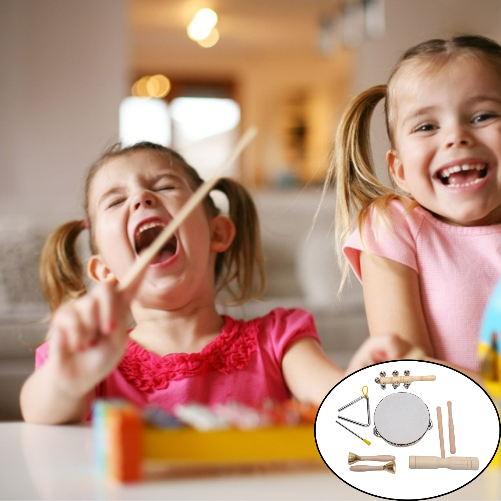 Wooden Music Set Hand Bells Baby Learning Percussion Musical Bells Birthday Gift for Children