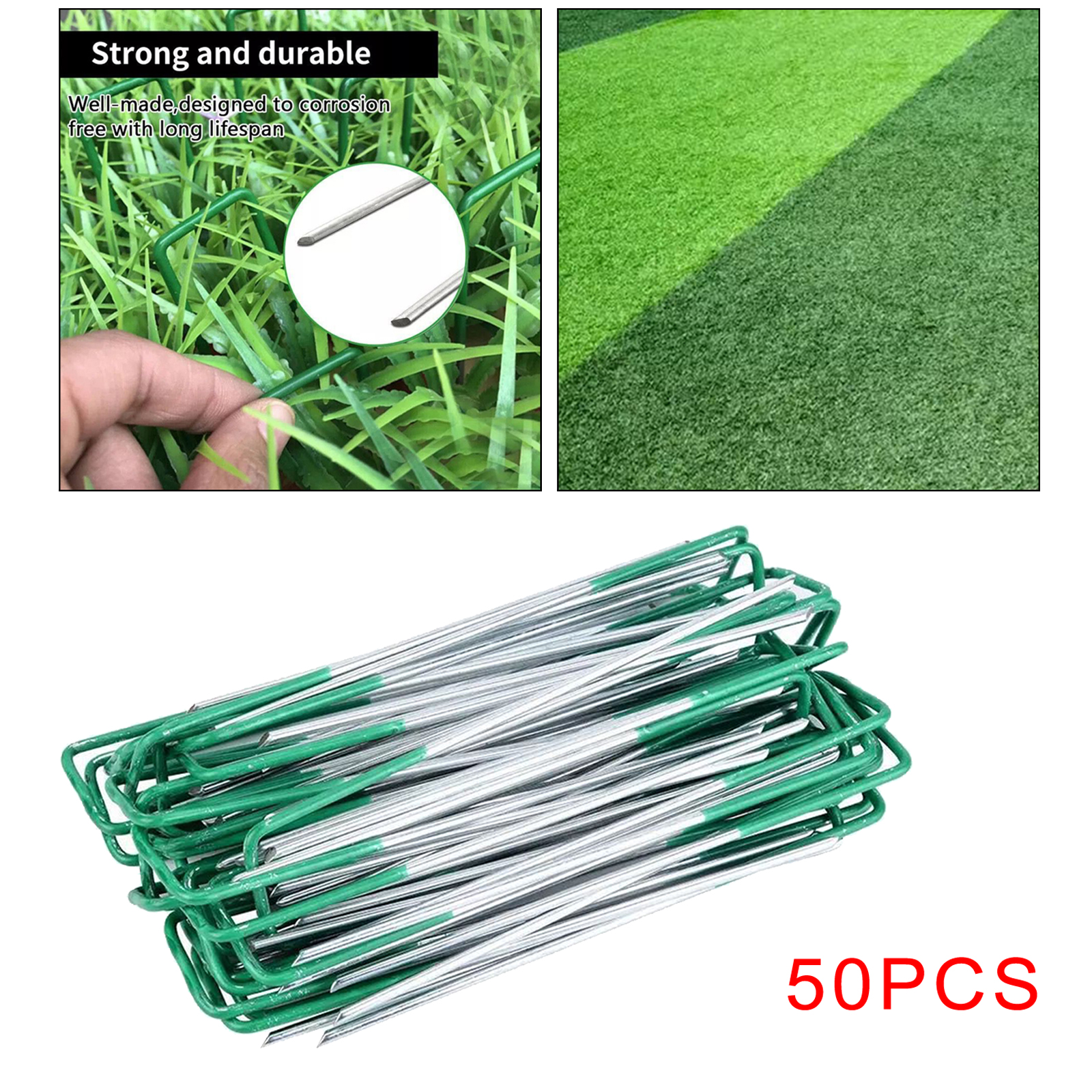 50Pieces Garden U-Type Ground Nails Insert Landscape Staples Lawn Tent Stakes Fence Anchors Fixing for Weed Barrier Fabric