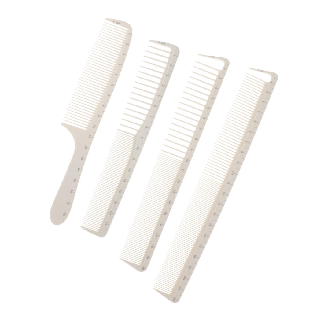 Coarse & Fine Teeth Hair Cutting Comb with Scales, Perfect for Salon, Home or Travel Use (White)