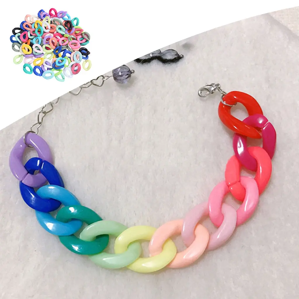Acrylic 17x23mm Colorful Twist Link Chain Buckle Mix Color for DIY Handmade Hair Braid