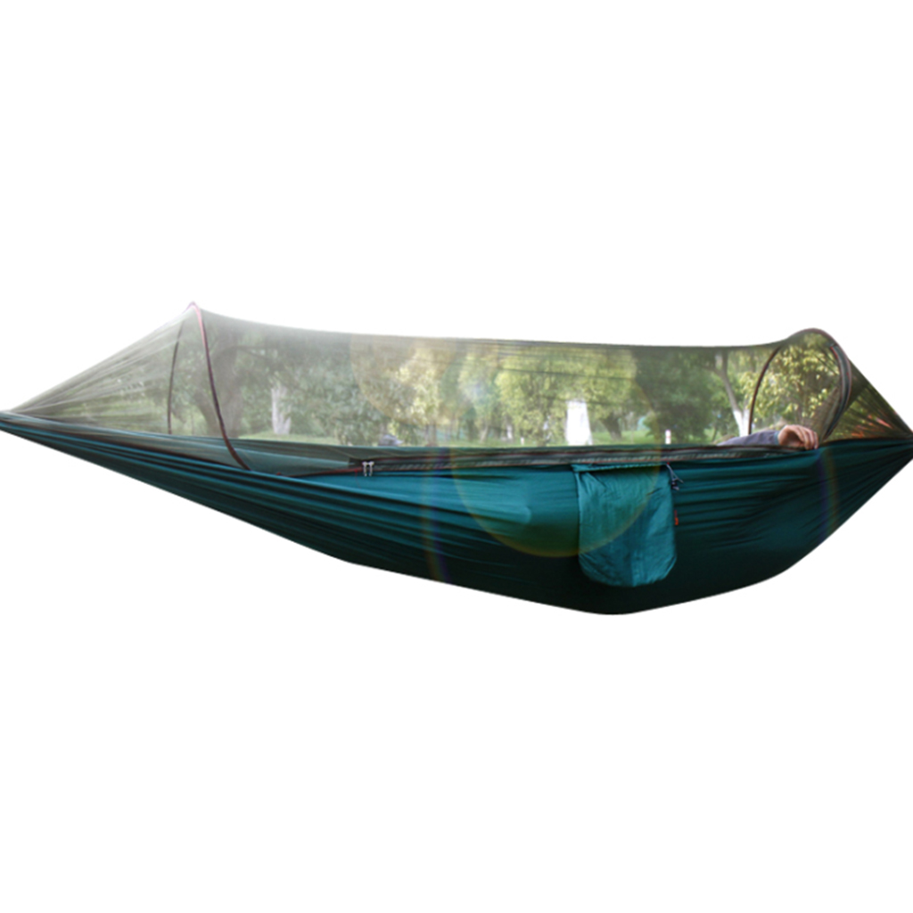 Outdoor Portable Single Camping Hammock with Removable Mosquito Bug Net and Tree Straps 98x47 Inches Max 200kg