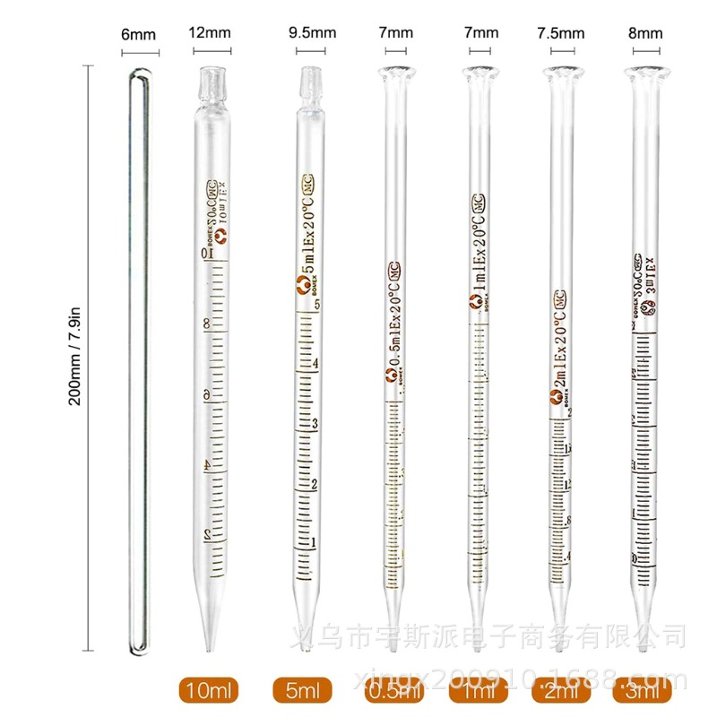 10 pipetas de vidro graduadas conta-gotas 0.5