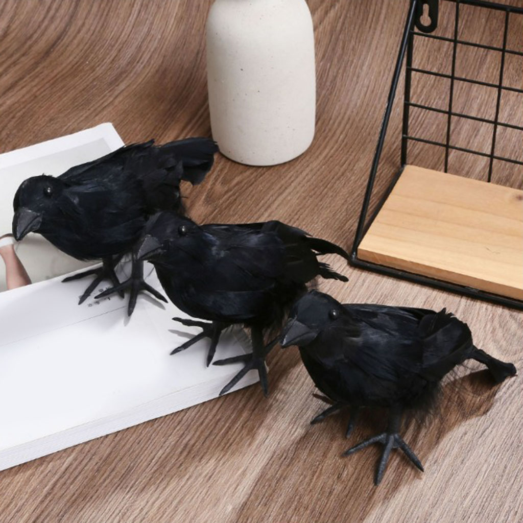 Realistic Black Foam Crow Photo Props Garden Scarecrow Outdoor Pest Control
