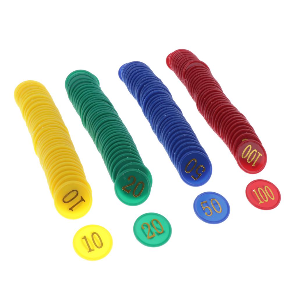 160-Pack Plastic Game Chips Set Counters for Poker, Mahjong, Roulette, Blackjack, Bingo Games