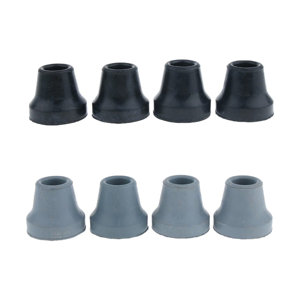 4pcs Soft Rubber Tip For Cane Walking Stick Crutch Chair 5/8 inch Black Gray