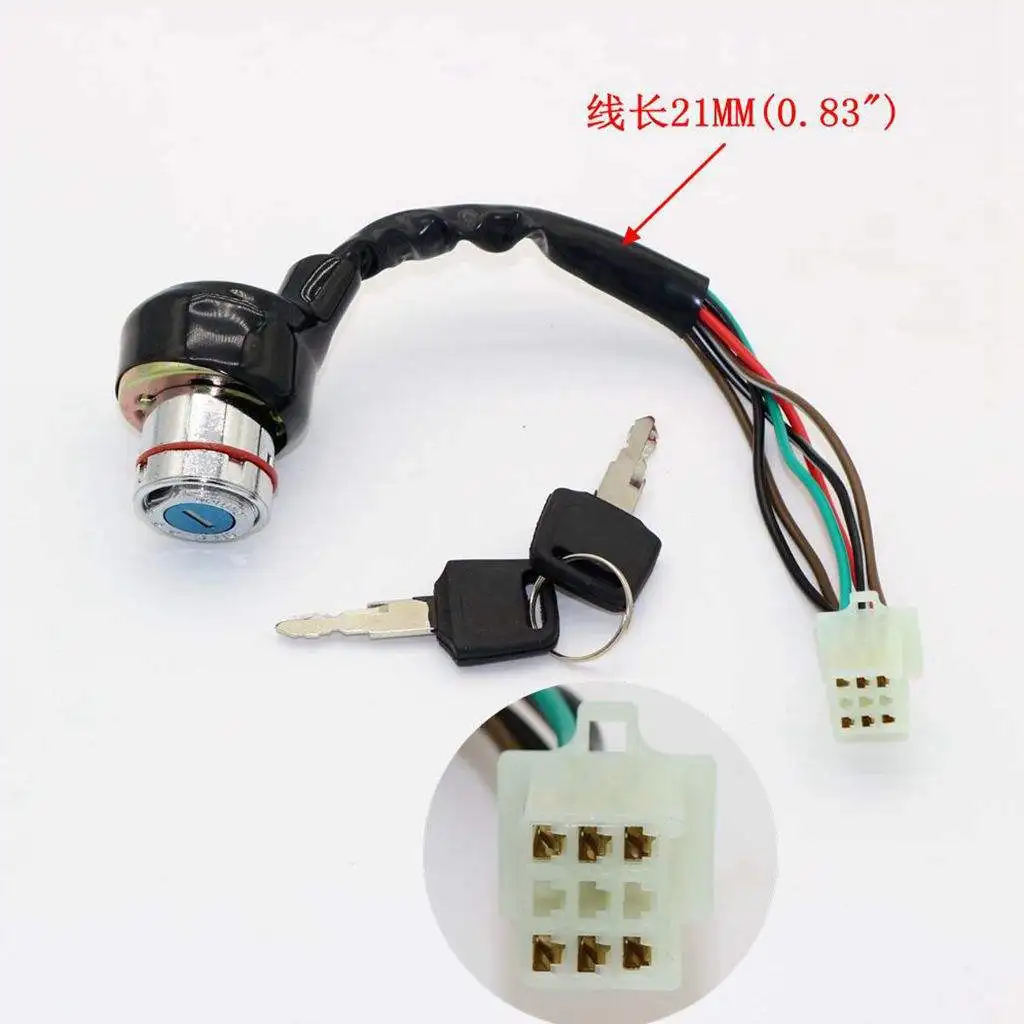 6 Wires Ignition Key Switch Replacement for 150/200/250cc Pit Quad Dirt Bike ATV Buggy