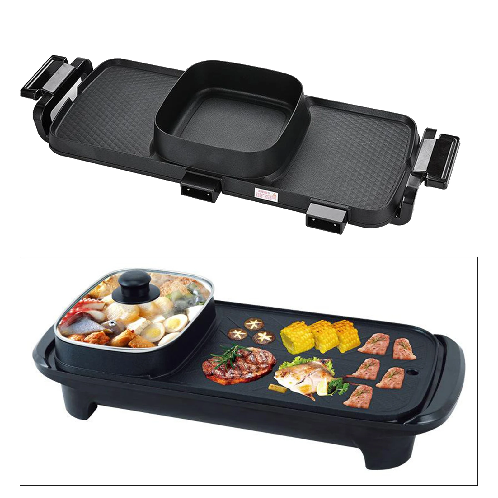 Electric Stove Hotpot 1300W 220V Portable Roast Pan for 2-6 People US Plug