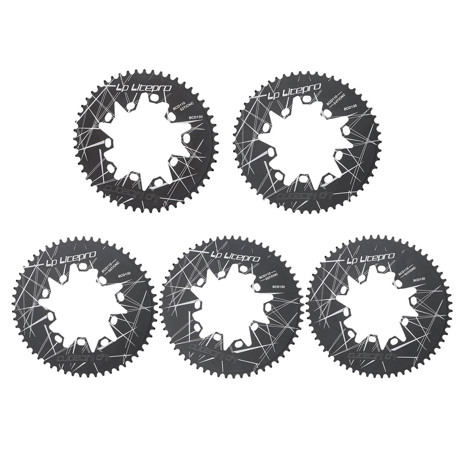 Bike Chainwheel 130BCD 52T/54T/56T/58T/60T 7-10 Speeds Ultralight Bicycle Chainring Chain Ring Chain Wheel Component Parts