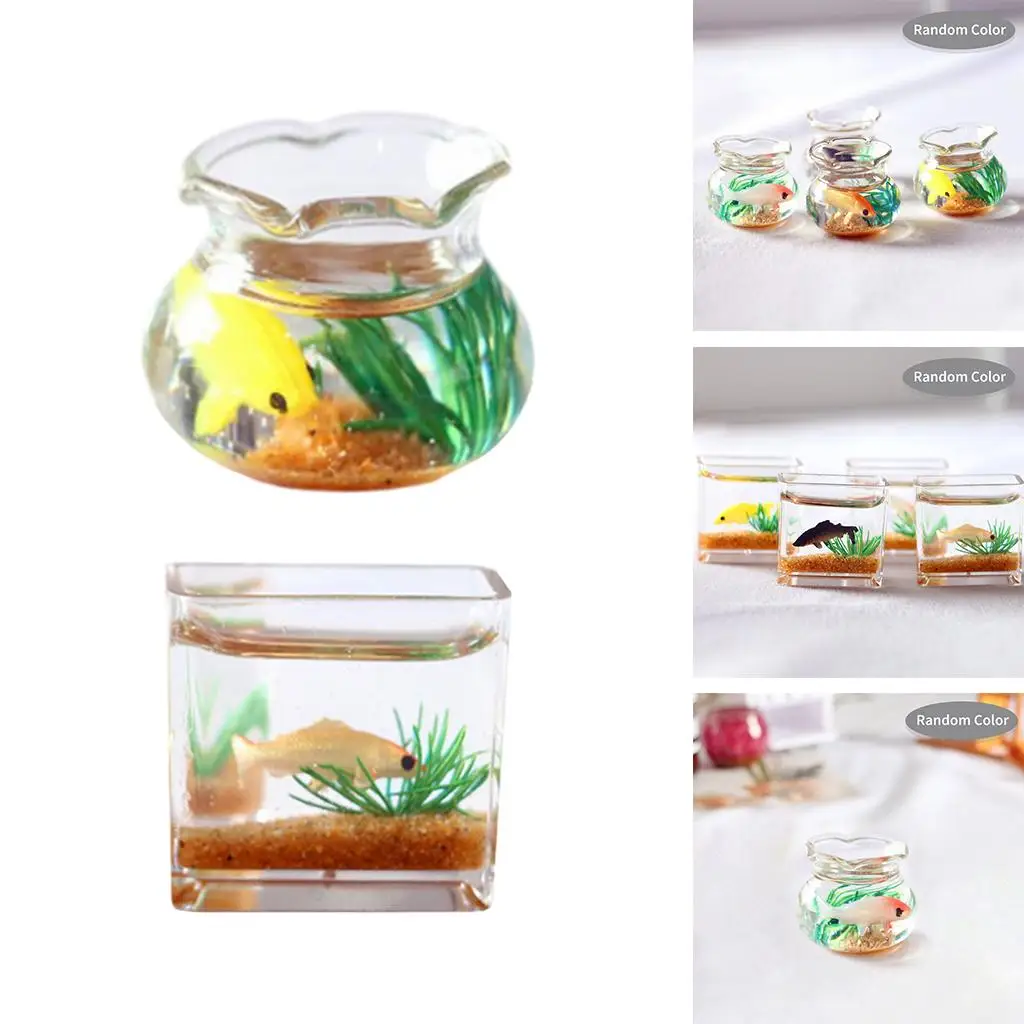 1:6 Scale Dollhouse Fish Tank Dollhouse Decor Aquarium Fish Bowl Miniature Fish Bowl for Unisex Children Boys Girls Xmas Gifts