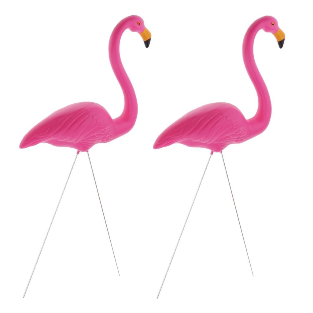 2pc Simulation Standing Flamingo Model Garden Backyard Pond Home Ornament
