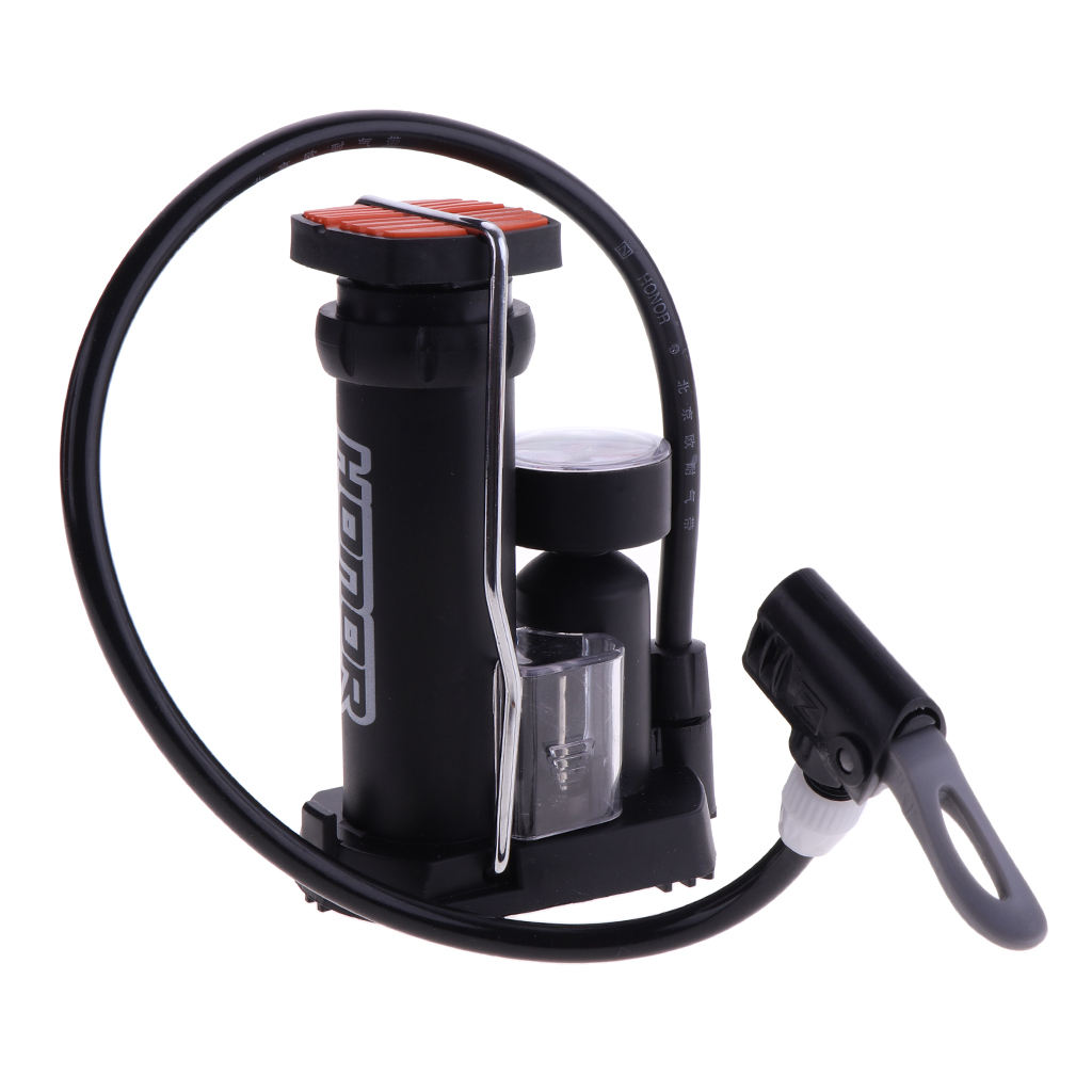 Portable Foot Activated Floor Pump Bike Foot Pump with Gauge, Suitable for Bike Tire, Motorcycle Tire and Inflatable Ball