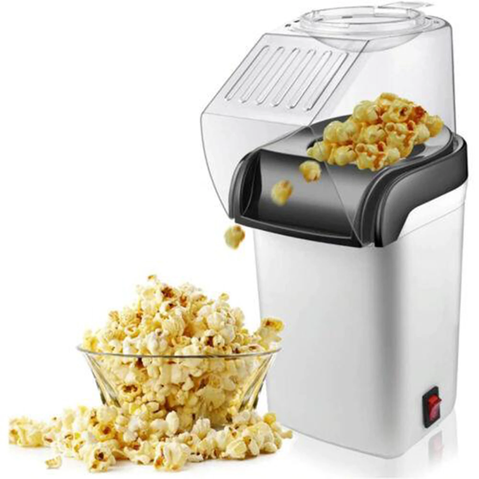 Air Popcorn Popper Maker, Electric Hot Air Popcorn Machine-1200W, Oil-Free for Home