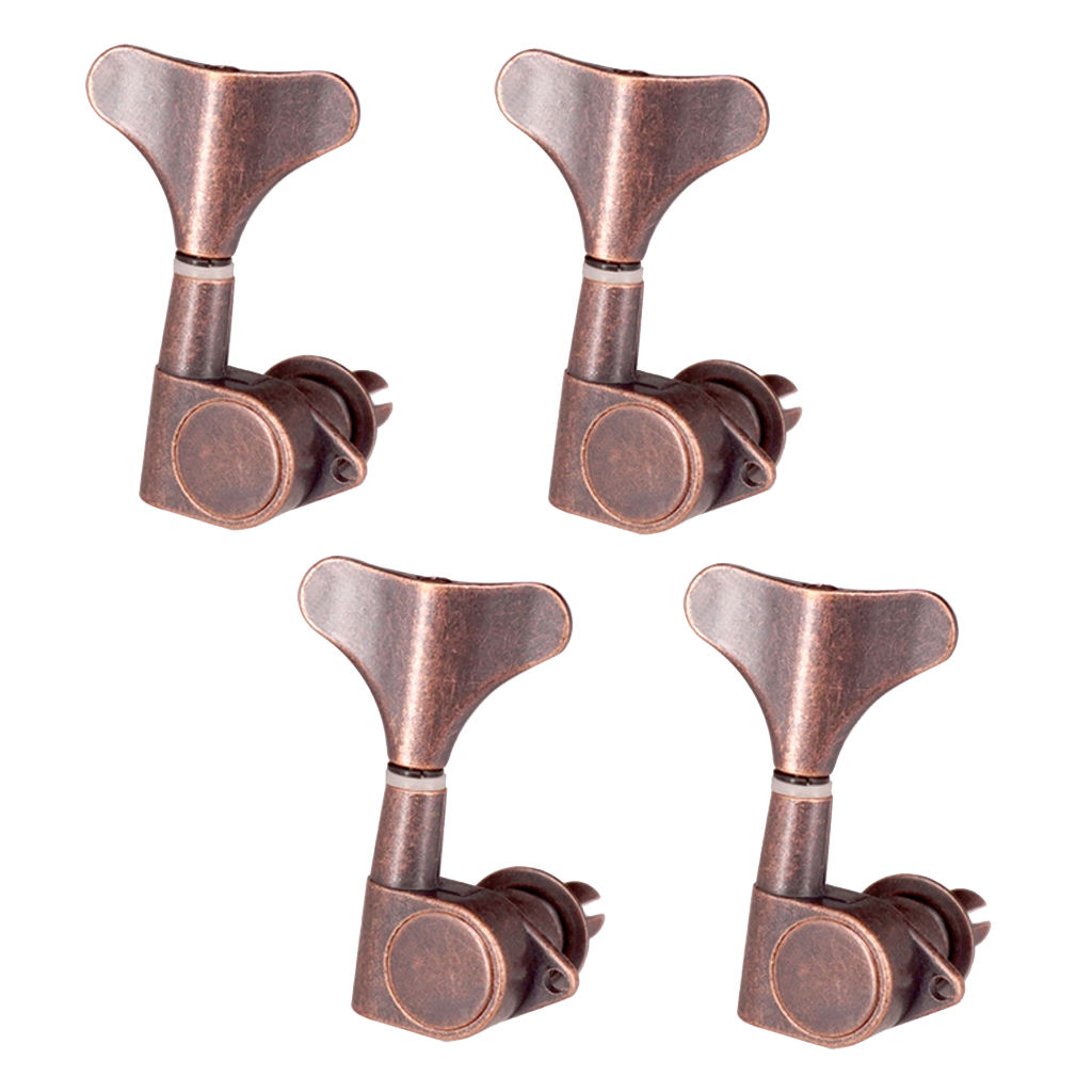 Fishtail Buttons Bass Guitar String Tuner Pegs Mechanics 4R Red Bronze