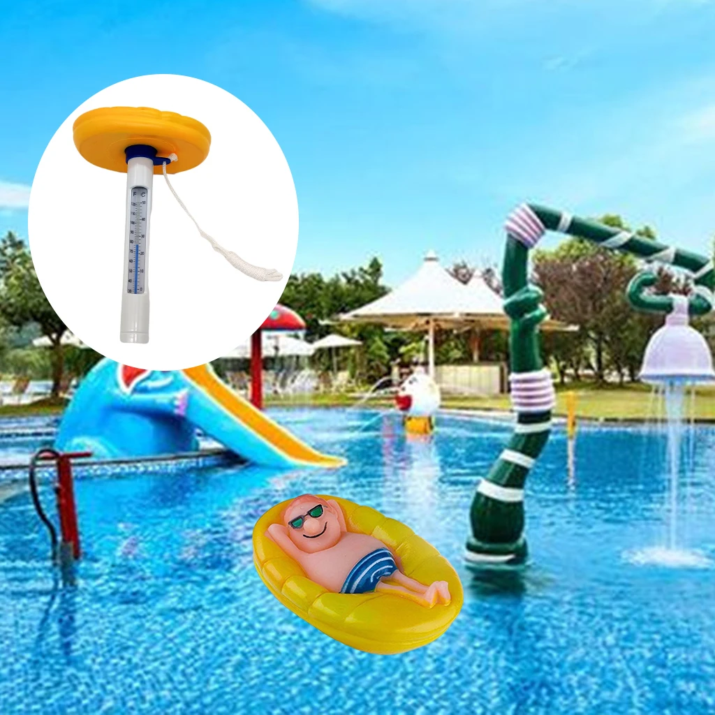 Funny Floating Pool Thermometer, Swimming Pool Thermometer with Cord for Swimming Pools, Bath Water, Spas, Hot Tubs