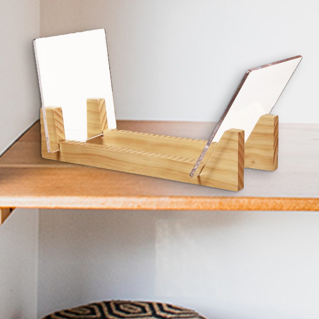 Modern Vinyl Record Storage Holder Solid Wood Stand Desktop Display Music Record Collection Holds Up To 10 DVDs