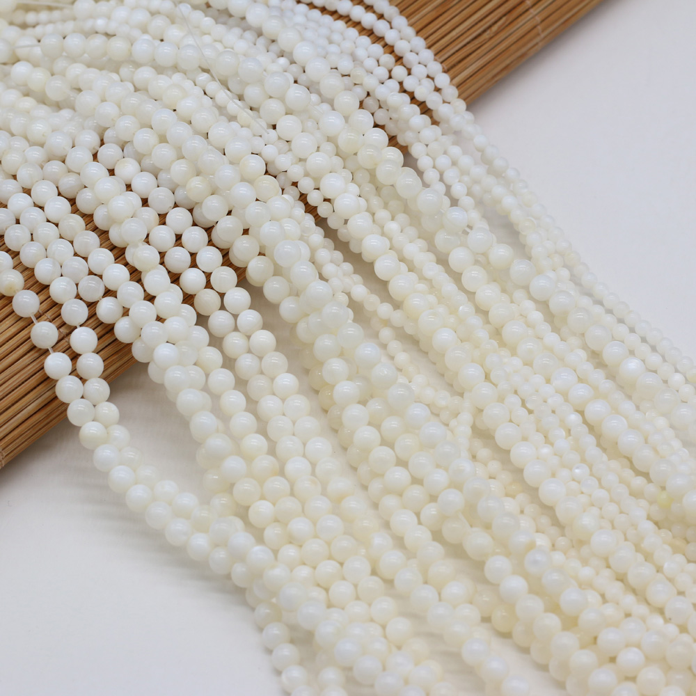 Natural Shell Beads Round Shape Mother of Pearl Punch Loose Isolation Beads for Jewelry Making DIY Bracelet Necklace Accessories