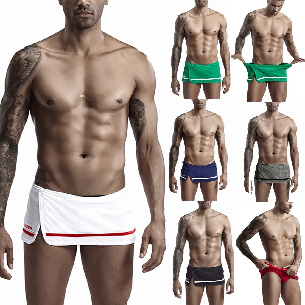 smart casual shorts New Men's Solid Color Shorts Skirt Men’s Towel Sweat Pants Wear Home Sexy Pajama Home Sports Vintage Sleepwear Lounge Shorts mens casual shorts