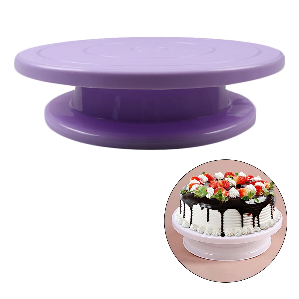 11' Rotating Cake Turntable White Cake Stand Spinner for Cake Decorations, Pastries, Cupcakes