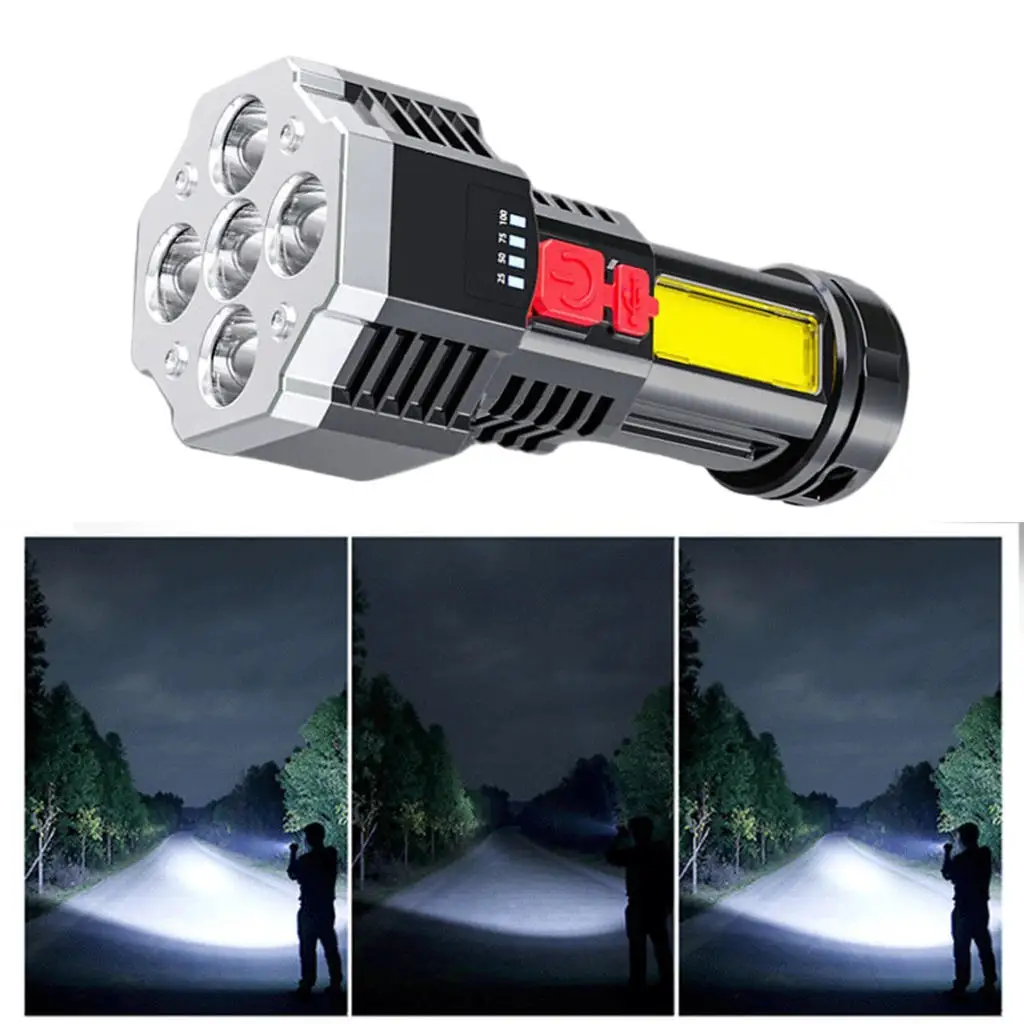 Flashlight 4 Modes USB Rechargeable Handheld Super Bright Torch for Outdoor Emergency Camping Cycling Fishing Accessories