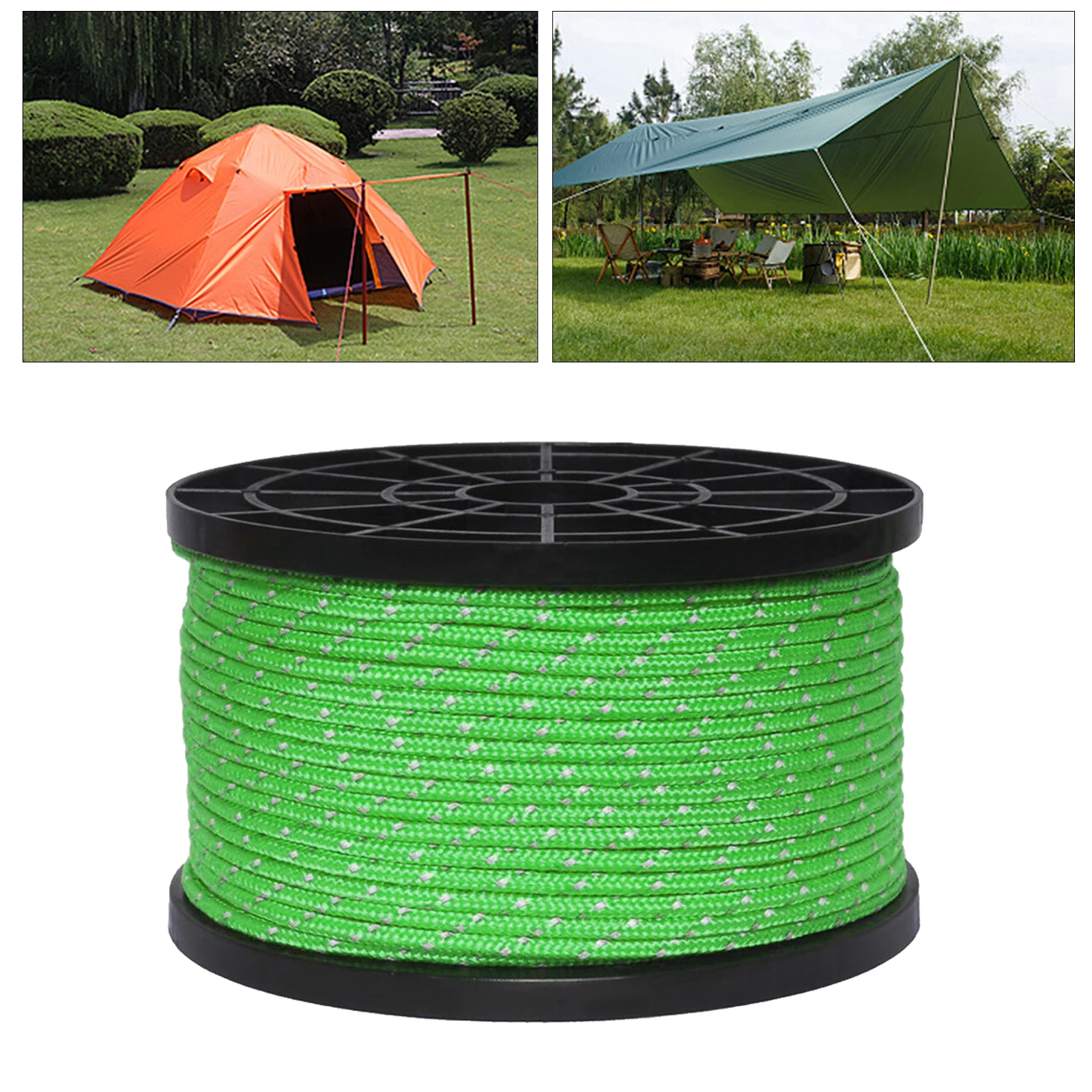 55 Yard Nylon Reflective Guyline Tent Tarp Rope Cord Hiking Accessories 3mm