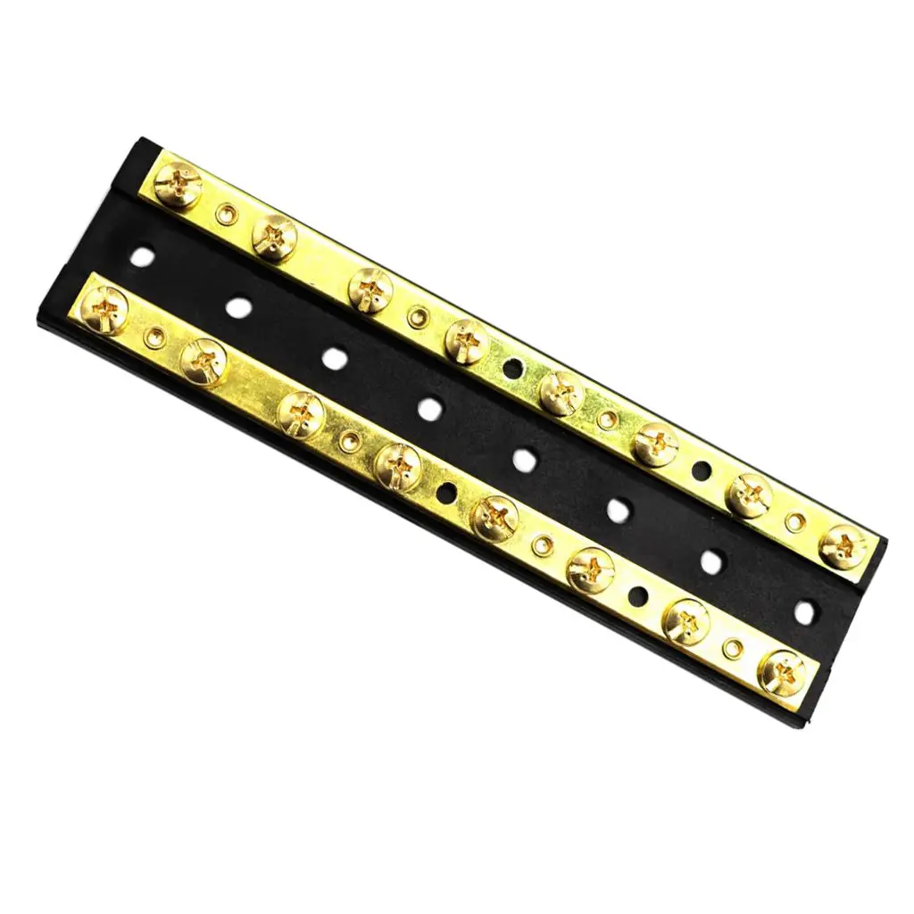 Brass Dual Bus Bar Power Distribution Block 16 Screws DC 32V 60A Each Bus