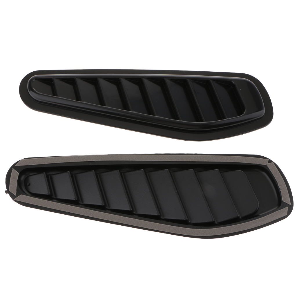 2Pcs Car Decorative Stylish Turbo Bonnet Hood Side Vent Grille Cover Black