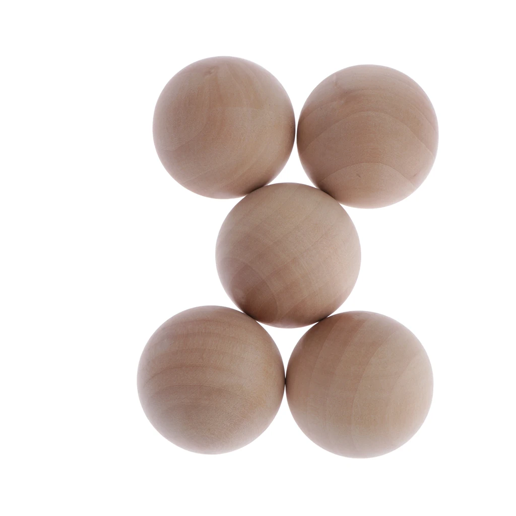 5 Piece Natural Beech Wooden Balls Beads No Hole Wood Beads Accessories 50mm