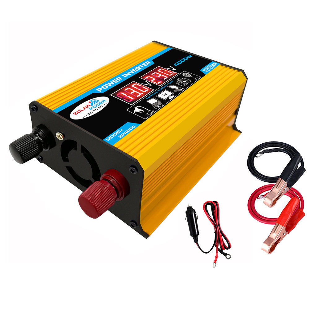 4000W Power Inverter 12V To 220V AC Car Power Inverter LCD Display Camping Converter Dual USB Transformer Modified Sine Wave