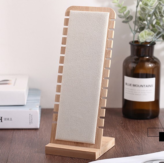 2pcs Elegant Jewelry Display Holder Desktop Stand L-Shape Suede Leather for Necklace Bracelets Pierced Earrings Studs Holder