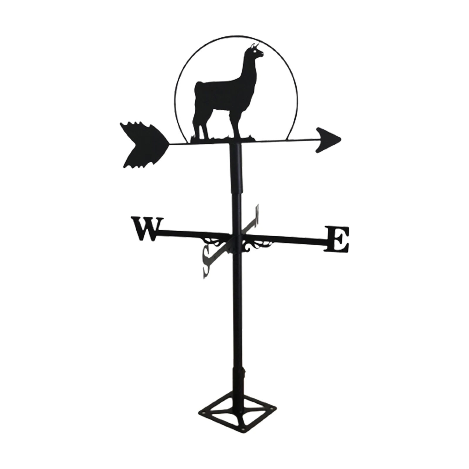 Alpaca Shape Stainless Steel Weathervane Fence Mount Weather Vane Wind Direction Indicator Outdoor Garden Barn Decor Crafts