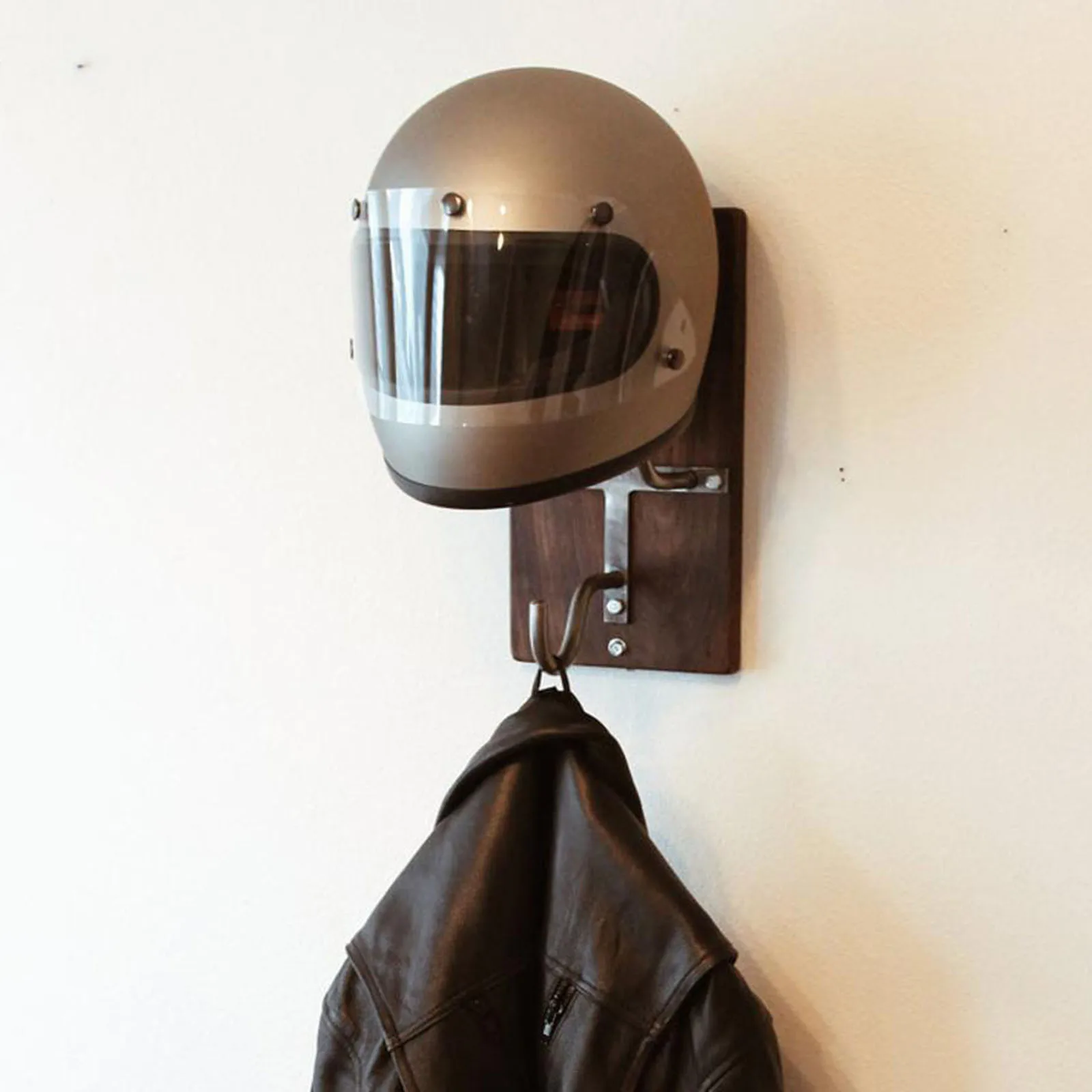 Motorcycle Helmet Rack &Jacket Hook Wall Mount Display Hats er Storage