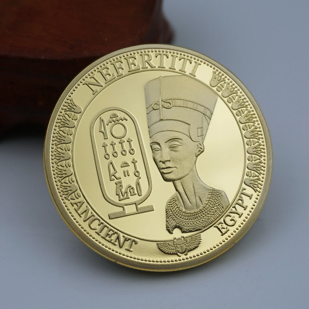 Egyptian Queen efertiti Ancient Egypt Pyramid Souvenir Collectible Coin GOLD US 