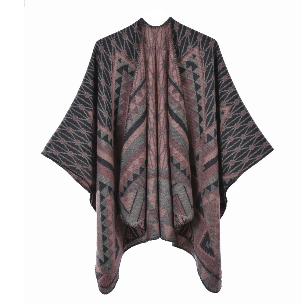 TEELYNN-Poncho longo de malha feminino Boho Vintage