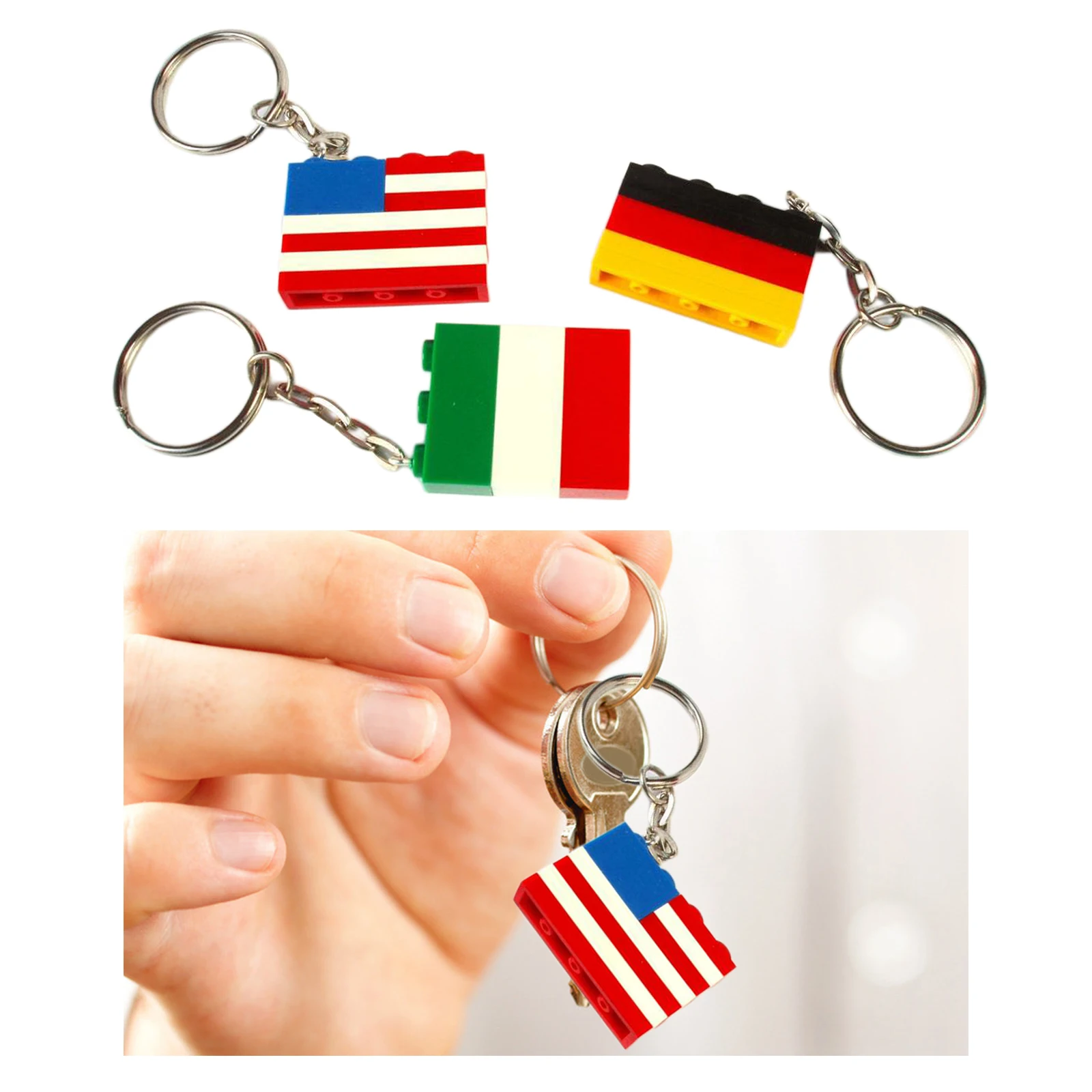 3pcs Mini Miniature Bag Pendant National Flag Keychain Keyring