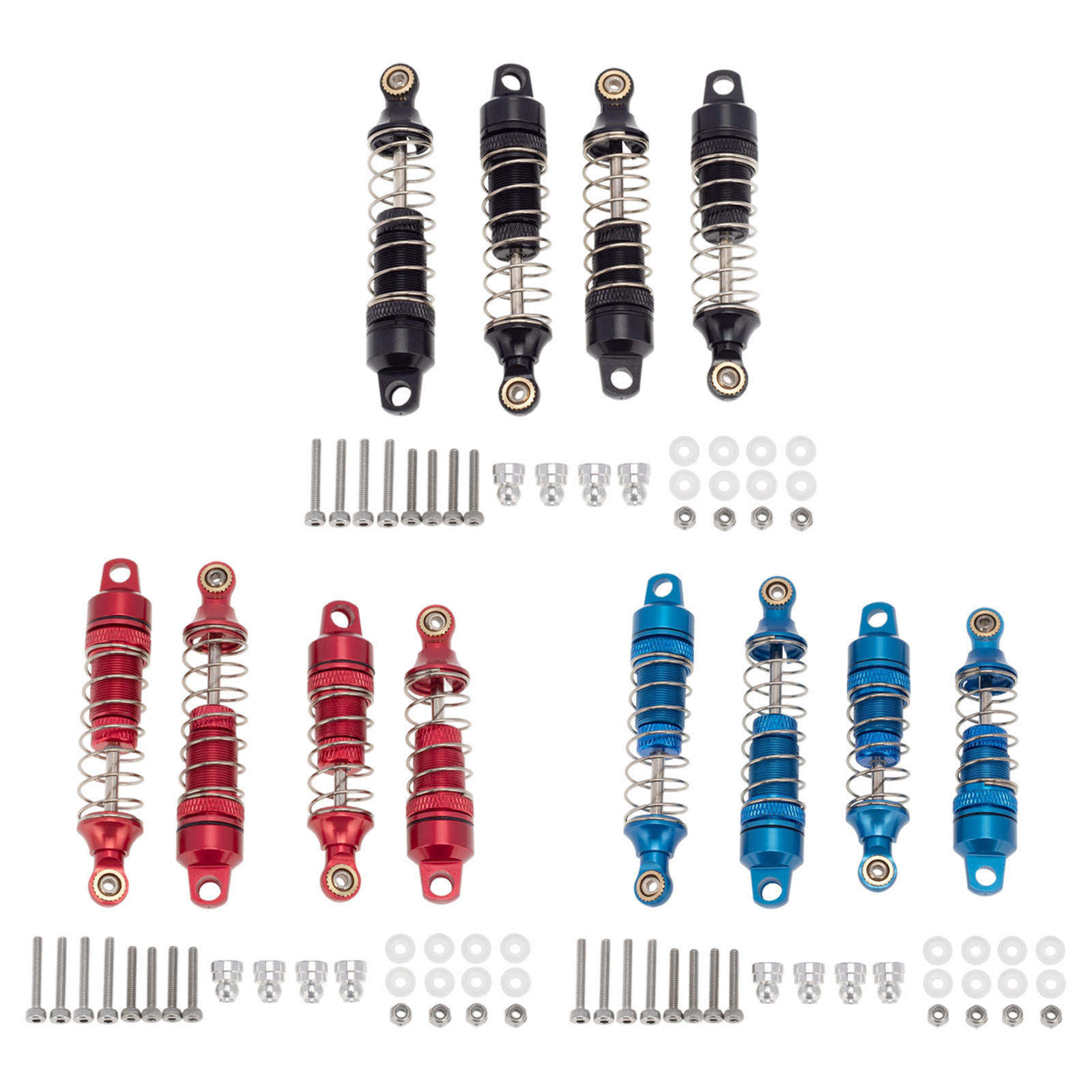 4Pcs Front & Rear Shock Absorber Aluminum Alloy Accessories Spring Assisted Sturdy for Losi 1/18 Mini-T 2.0 2WD Stadium Truck