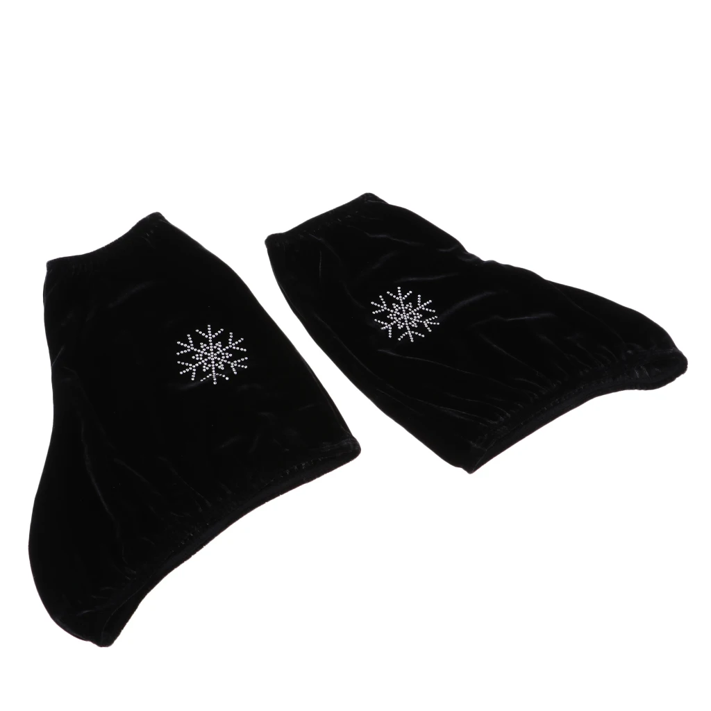 1 Pair Ice Skating Roller Stake Velvet Boot Covers Overshoes Protecting Cloth with Sparkling Rhinestone Design