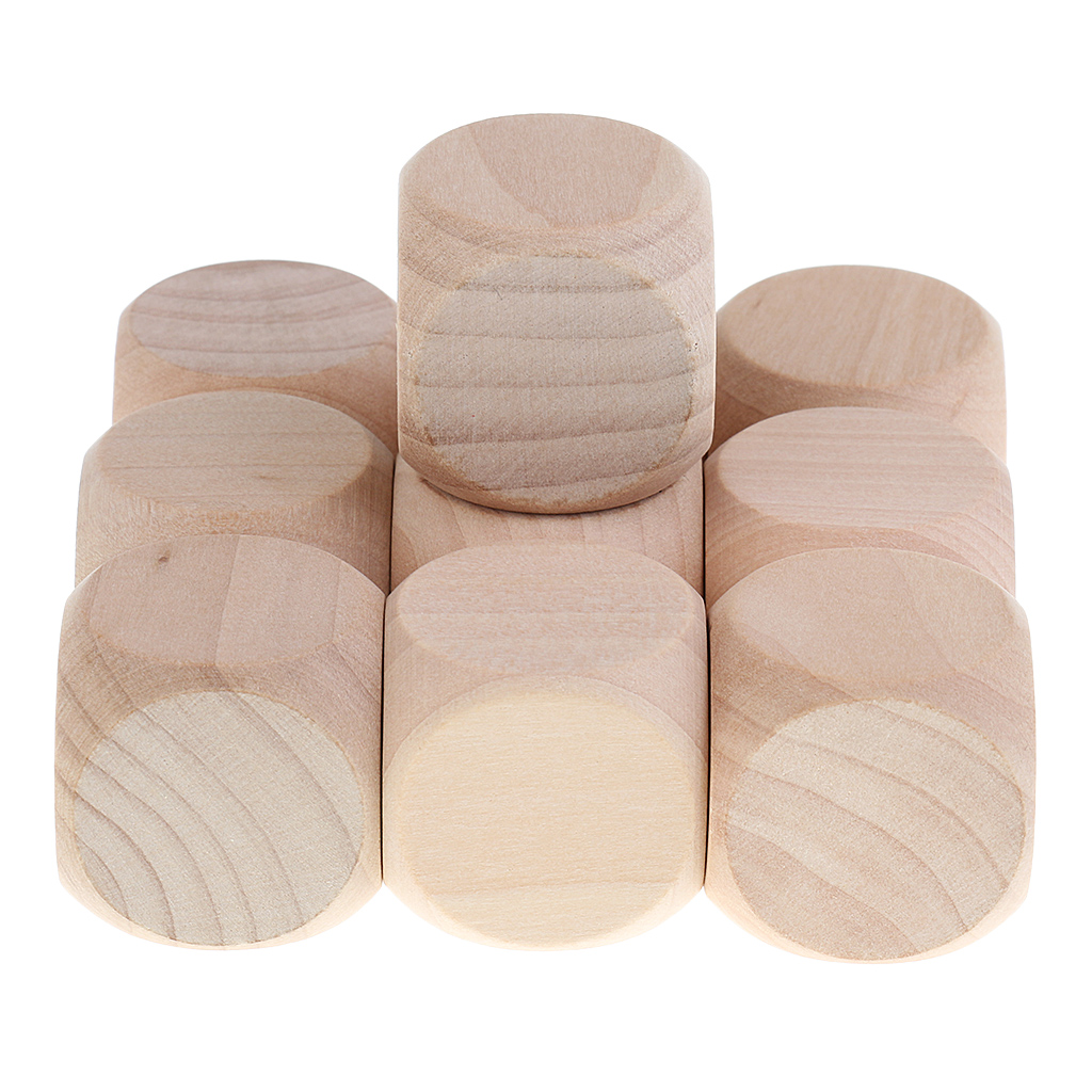 10pcs Wooden Blank Dices, Six Sided D6 30mm, DIY Your Own Dice for   DND D&D